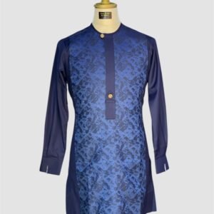 Navy Plain Paisley Kaftan