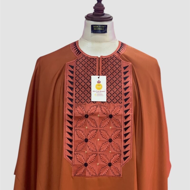 Burnt Orange Monogram Agbada