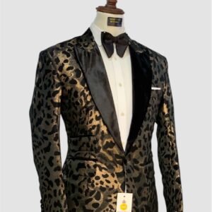 Black Metallic Gold Tuxedo Suit