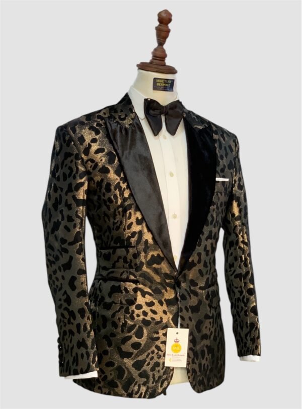 Black Metallic Gold Tuxedo Suit