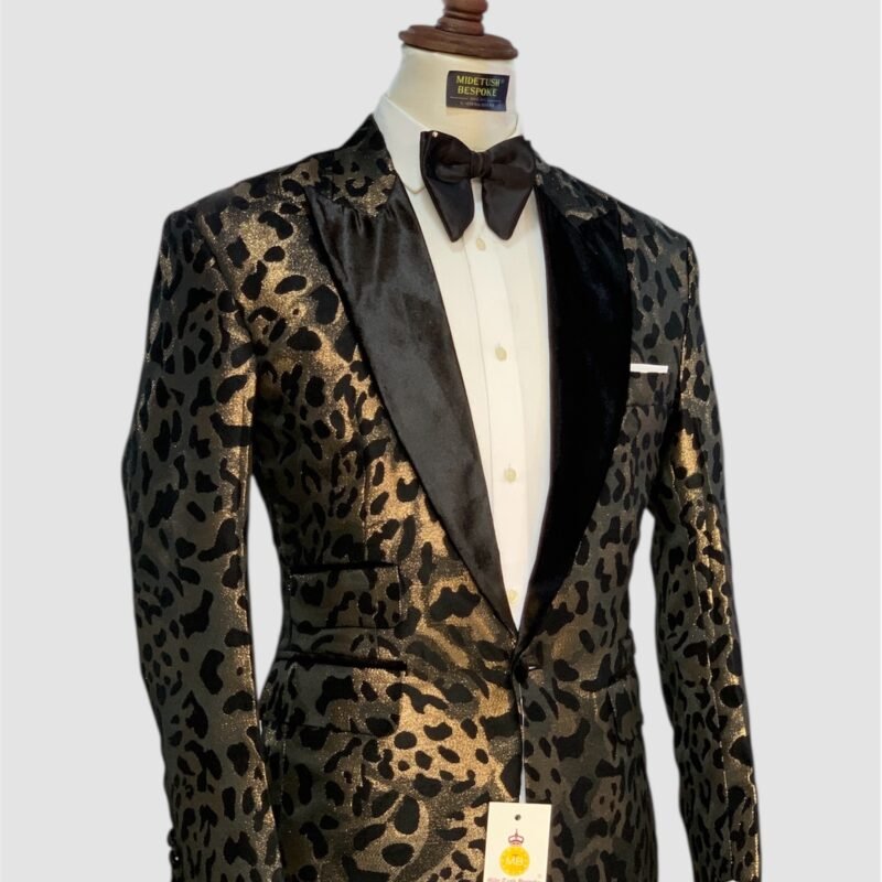 Black Metallic Gold Tuxedo Suit