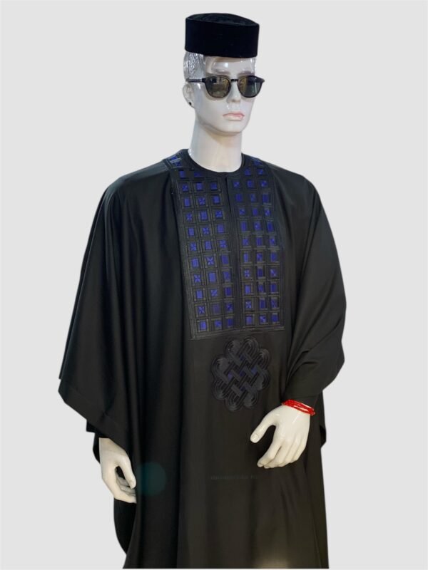 Black Navy Monogram Agbada