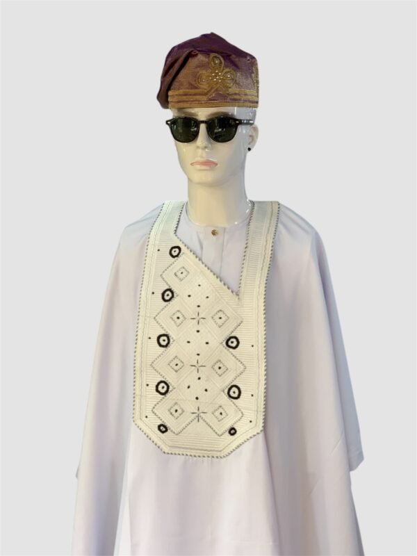 White Minimalist Monogram Agbada