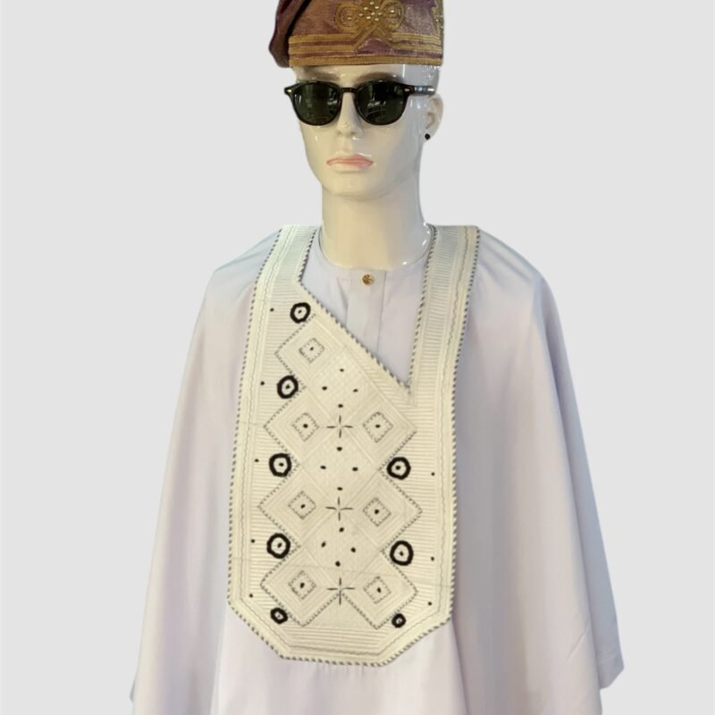 White Minimalist Monogram Agbada