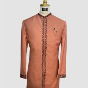 Grandad Collar Embroidered Trench Suit