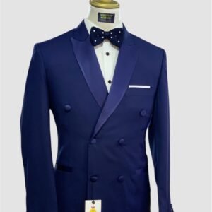 Navy Double Breasted Tuxedo Suit