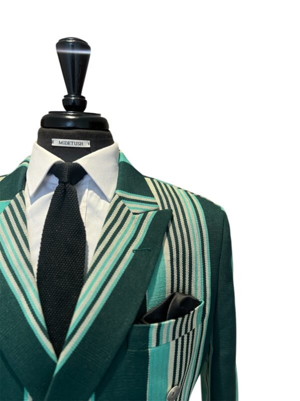 Aso-Oke Stripe Double Breasted Jacket - Image 5