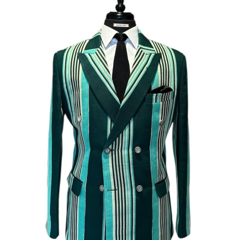 Aso-Oke Stripe Double Breasted Jacket