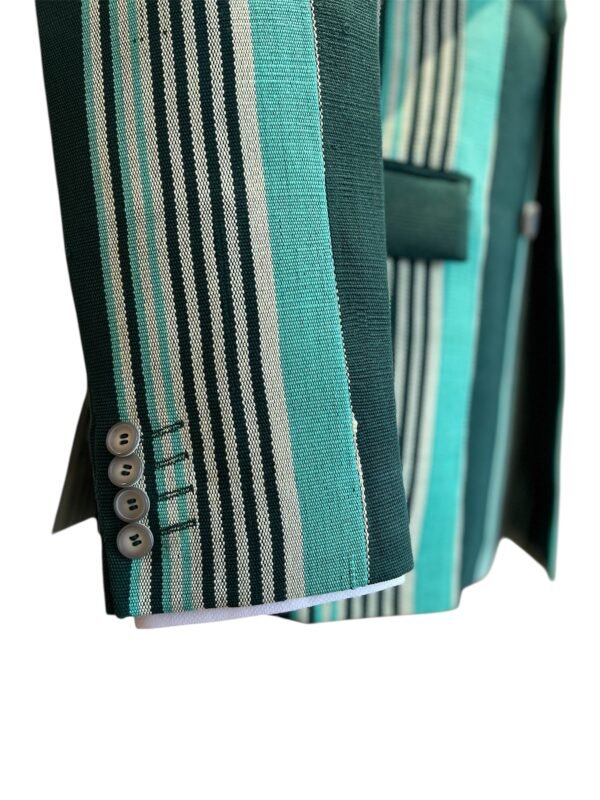 Aso-Oke Stripe Double Breasted Jacket - Image 2