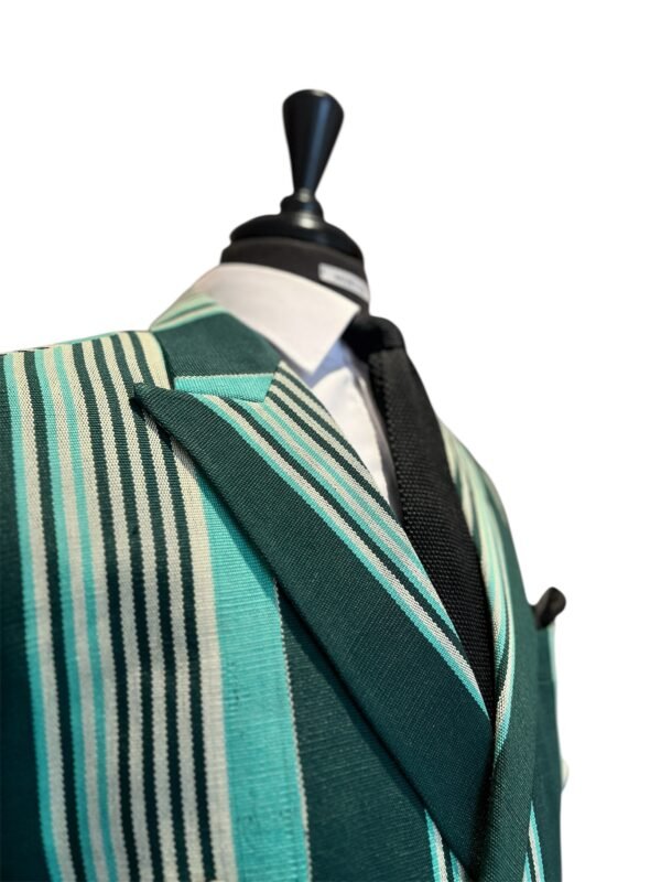 Aso-Oke Stripe Double Breasted Jacket - Image 3