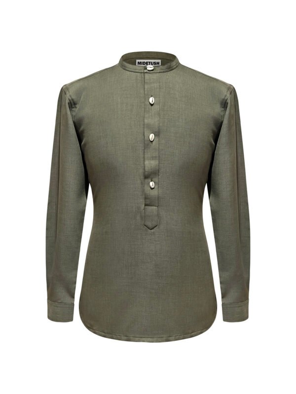 Olive Minimalist Popover Shirt