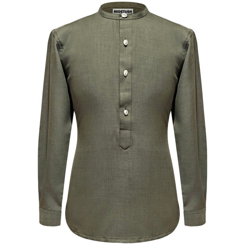 Olive Minimalist Popover Shirt