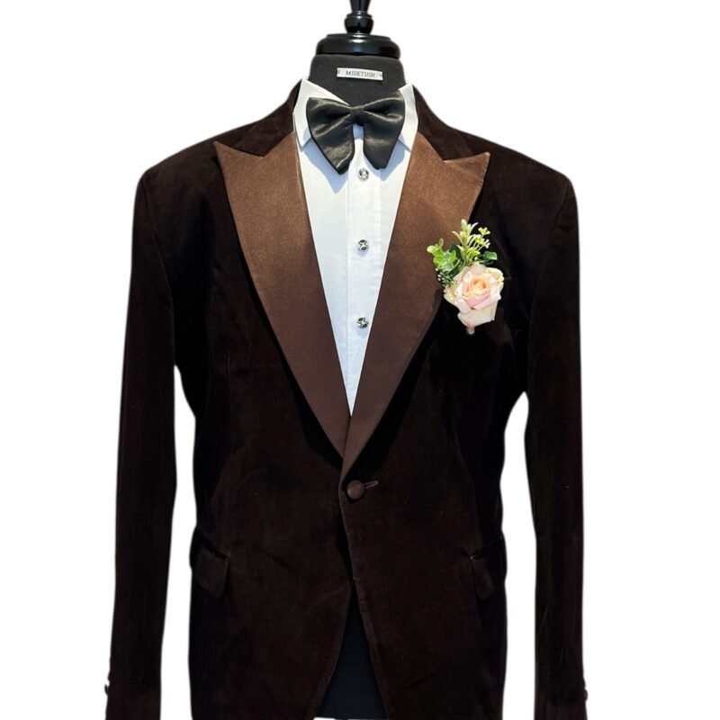 Coffee Brown Velvet Tuxedo Suit